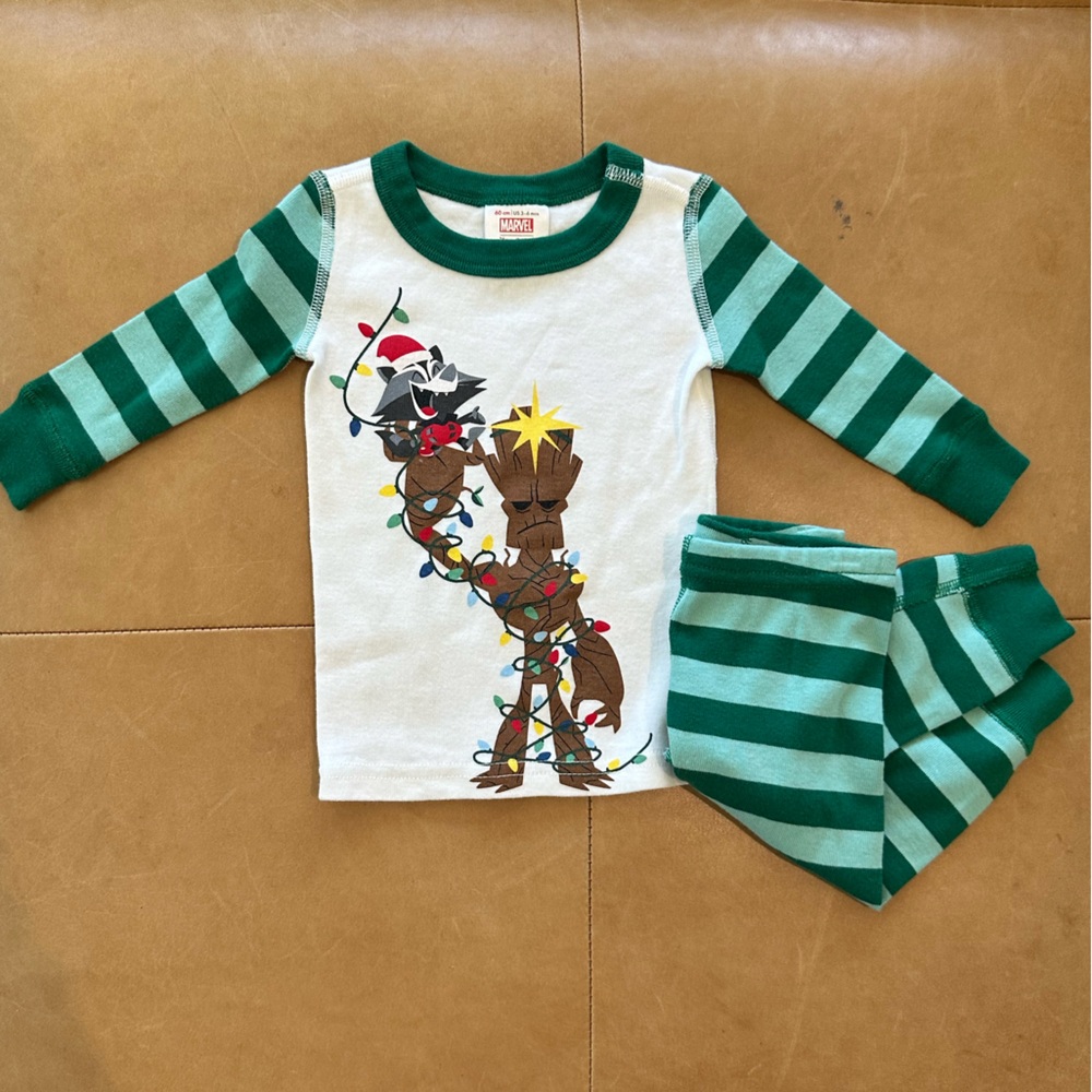 ❤️$10 FLASH SALE❤️Hanna Andersson Organic Cotton Marvel Groot Pajamas 3-6M